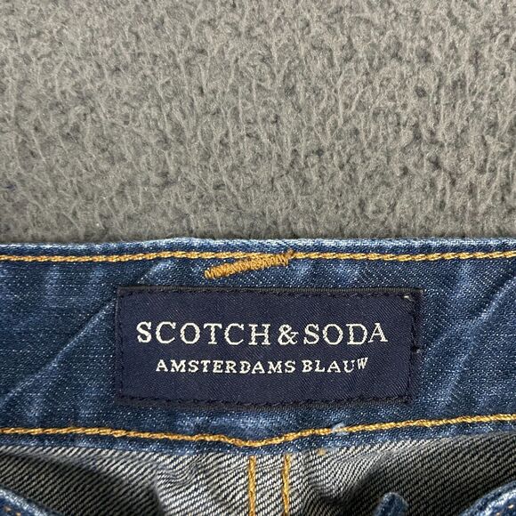 Scotch & Soda Jeans Mens 34x32 Blue Ralston Slim Fit Dark Wash Button Fly - Picture 5 of 16